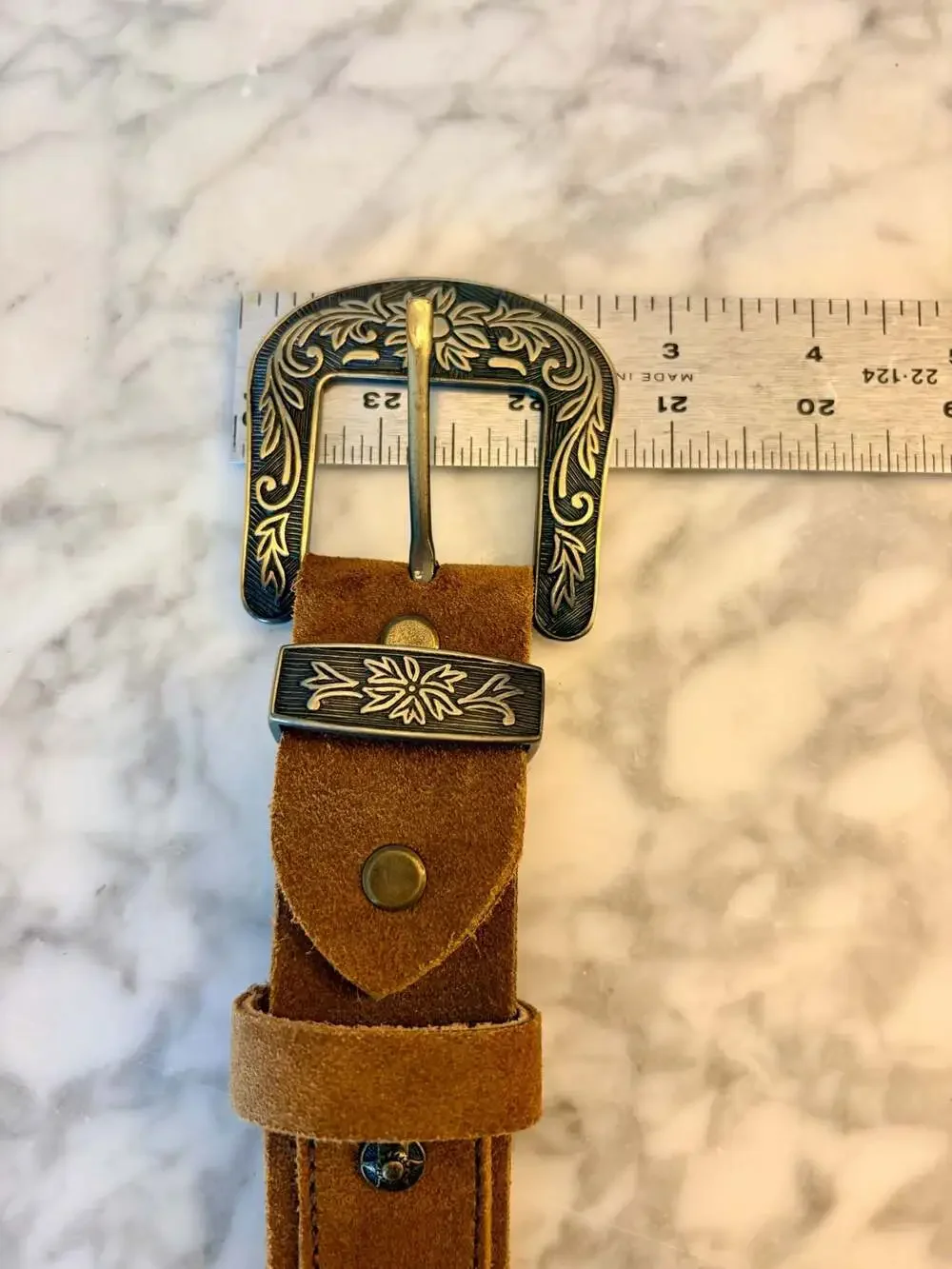 Leather Suede Belt Classic Cowboy Cowgirl Unisex Western Americana